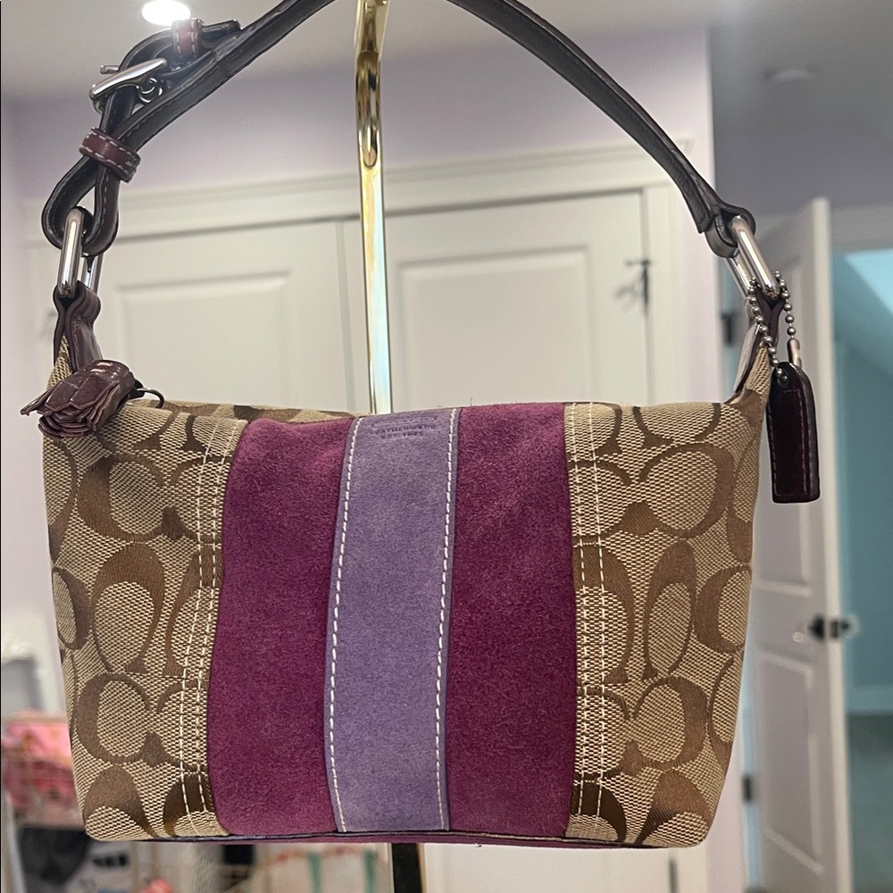 Coach Y2K Signature/Purple Suede Top Handle Pouch